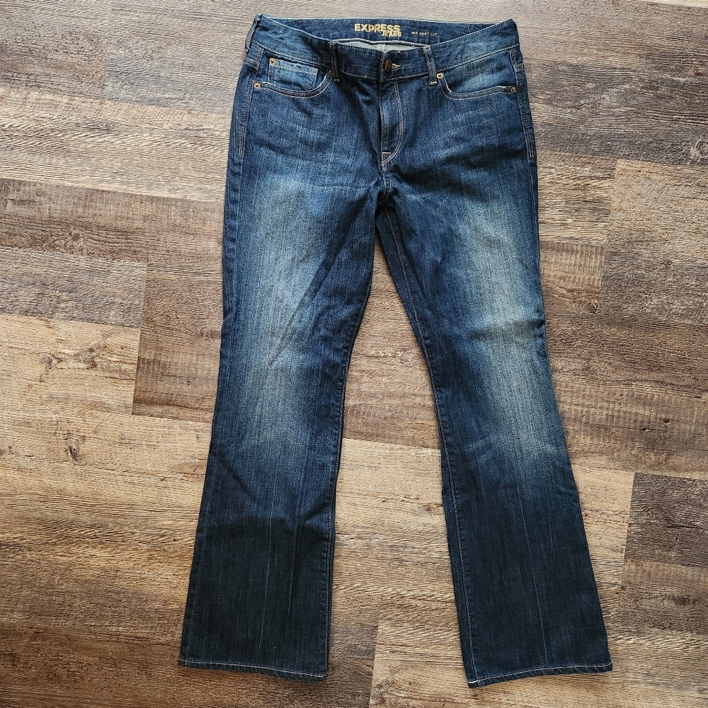 Express Mia Bootcut Jeans Women’s Size 12 R Mid Rise Stretch Dark Wash